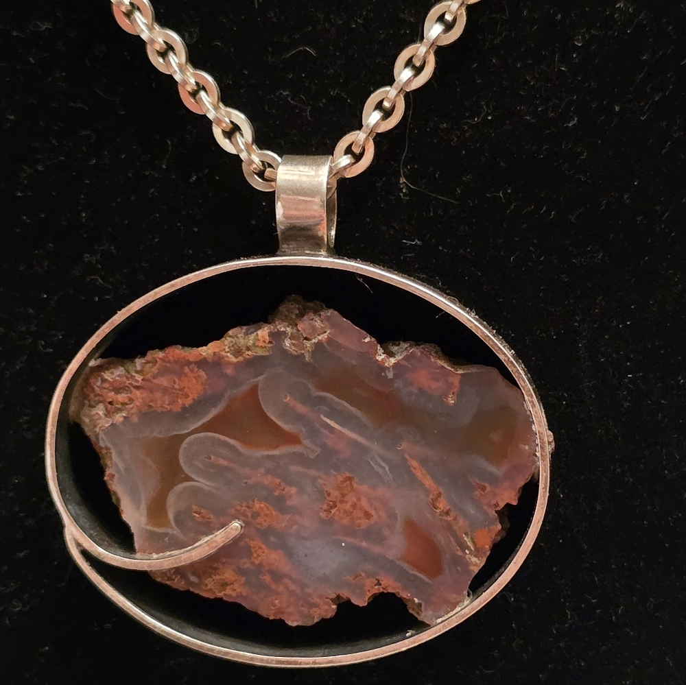 Artisan Sterling Silver Necklace w Jasper Pendant